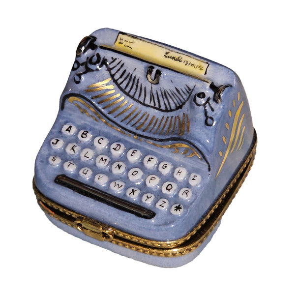Periwinkle Typewriter Treasure Box Porcelain Limoges professional French Trinket Box