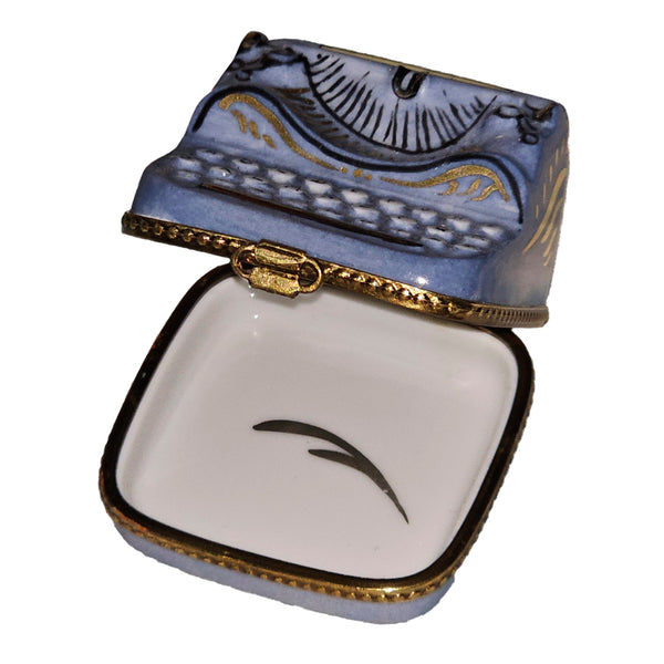 Periwinkle Typewriter Treasure Box Porcelain Limoges professional French Trinket Box