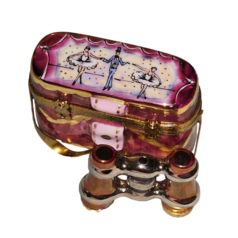 Ballerina Box with Binoculars Porcelain Limoges dance fine art French Trinket Box