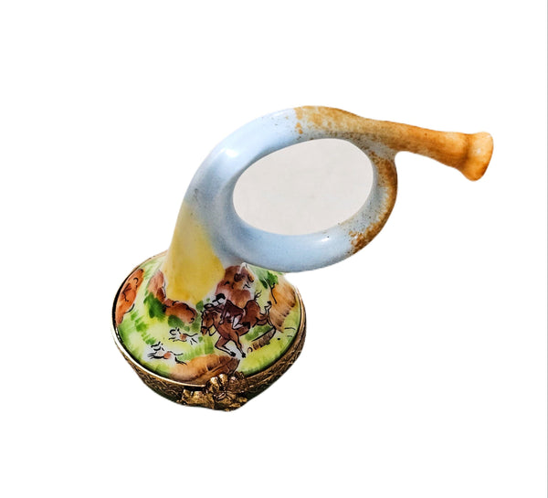 Hunting Horn Limoges Box Porcelain Limoges sports music French Trinket Box