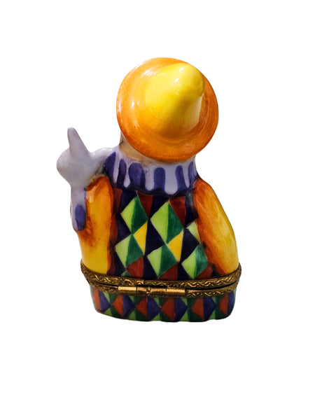 Bright French Clown Figurine Porcelain Limoges kids carnival French Trinket Box