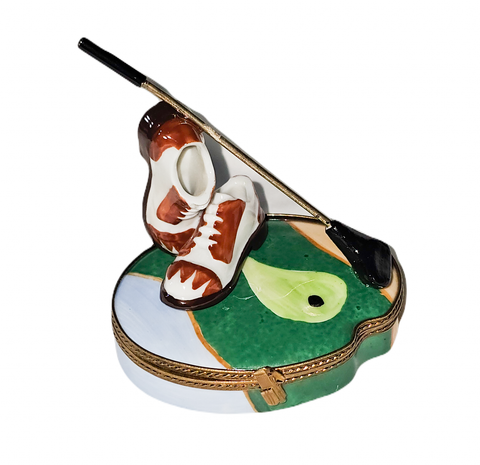 Golf Shoes and Club Collectible Porcelain Limoges sports French Trinket Box