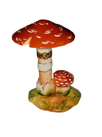 Whimsical Yellow Mushroom Delight Porcelain Limoges Vegetable French Trinket Box