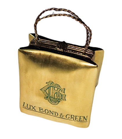 Lux Bond Green Gold Bag Porcelain Limoges purses bags French Trinket Box