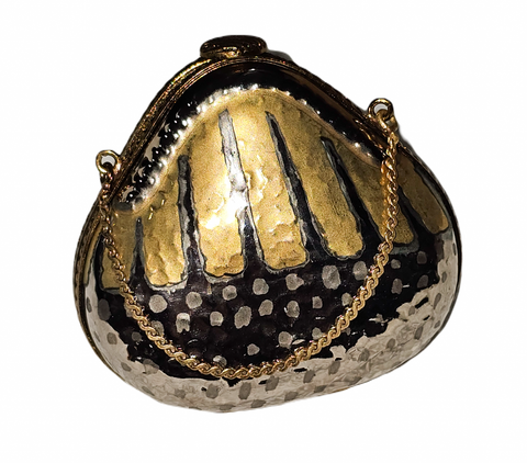 Gilded Elegance Limoges Box Porcelain Limoges purse French Trinket Box