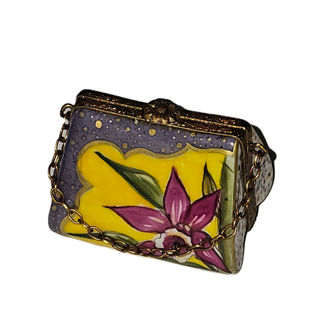 Orchid Elegance Limoges Box Porcelain Limoges purse French Trinket Box