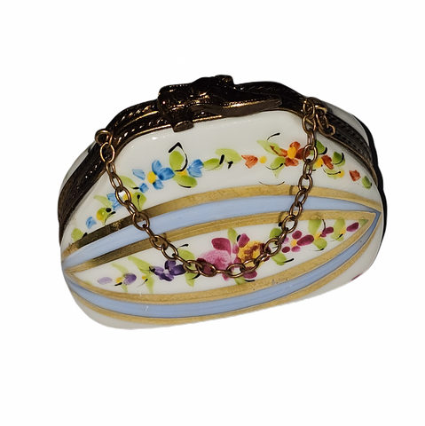 Charming Floral Limoges Box Porcelain Limoges purse French Trinket Box