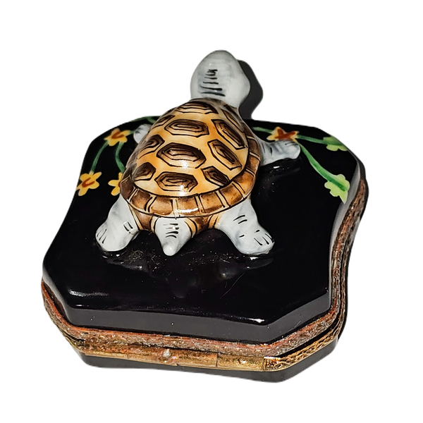 Turtle Delight with Floral Charm Porcelain Limoges turtle French Trinket Box