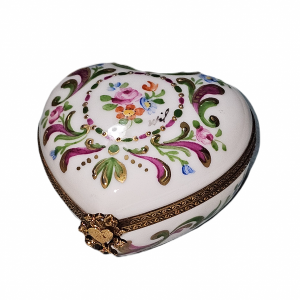 Heart-Shaped Floral Porcelain Box Porcelain Limoges heart French Trinket Box