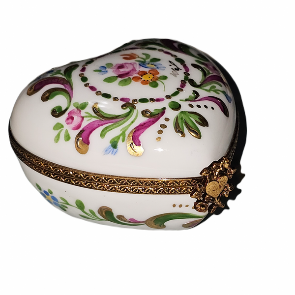 Heart-Shaped Floral Porcelain Box Porcelain Limoges heart French Trinket Box