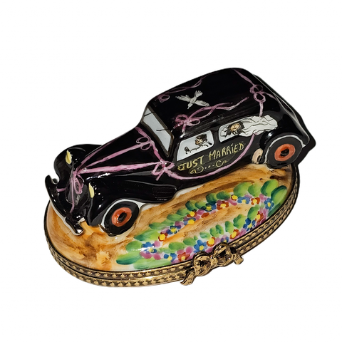 Just Married Limoges Car Box Porcelain Limoges Wedding anniversary French Trinket Box