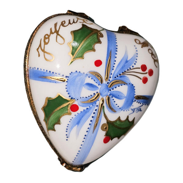 Christmas Heart Joyeux Noel Box Porcelain Limoges heart xmas christmas French Trinket Box