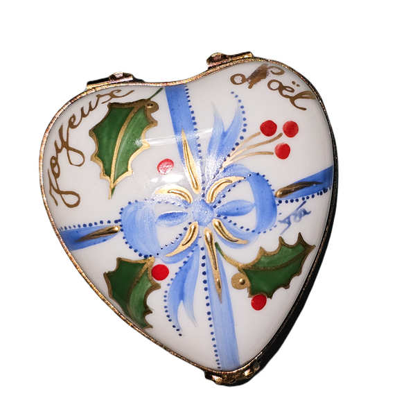 Christmas Heart Joyeux Noel Box Porcelain Limoges heart xmas christmas French Trinket Box