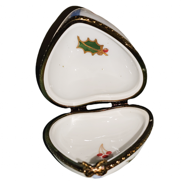 Christmas Heart Joyeux Noel Box Porcelain Limoges heart xmas christmas French Trinket Box