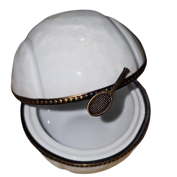 White Tennis Ball Keepsake Box Porcelain Limoges sports French Trinket Box
