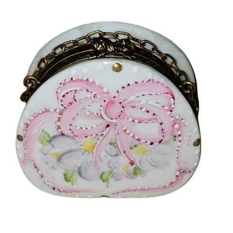 Pink Floral Elegance Limoges Box Porcelain Limoges purse French Trinket Box