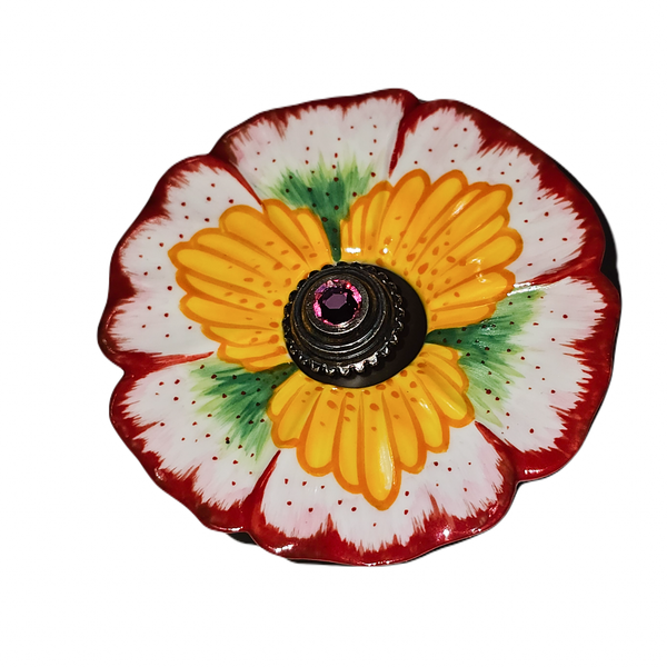 Yellow Flower Perfume Box Porcelain Limoges perfume flower French Trinket Box