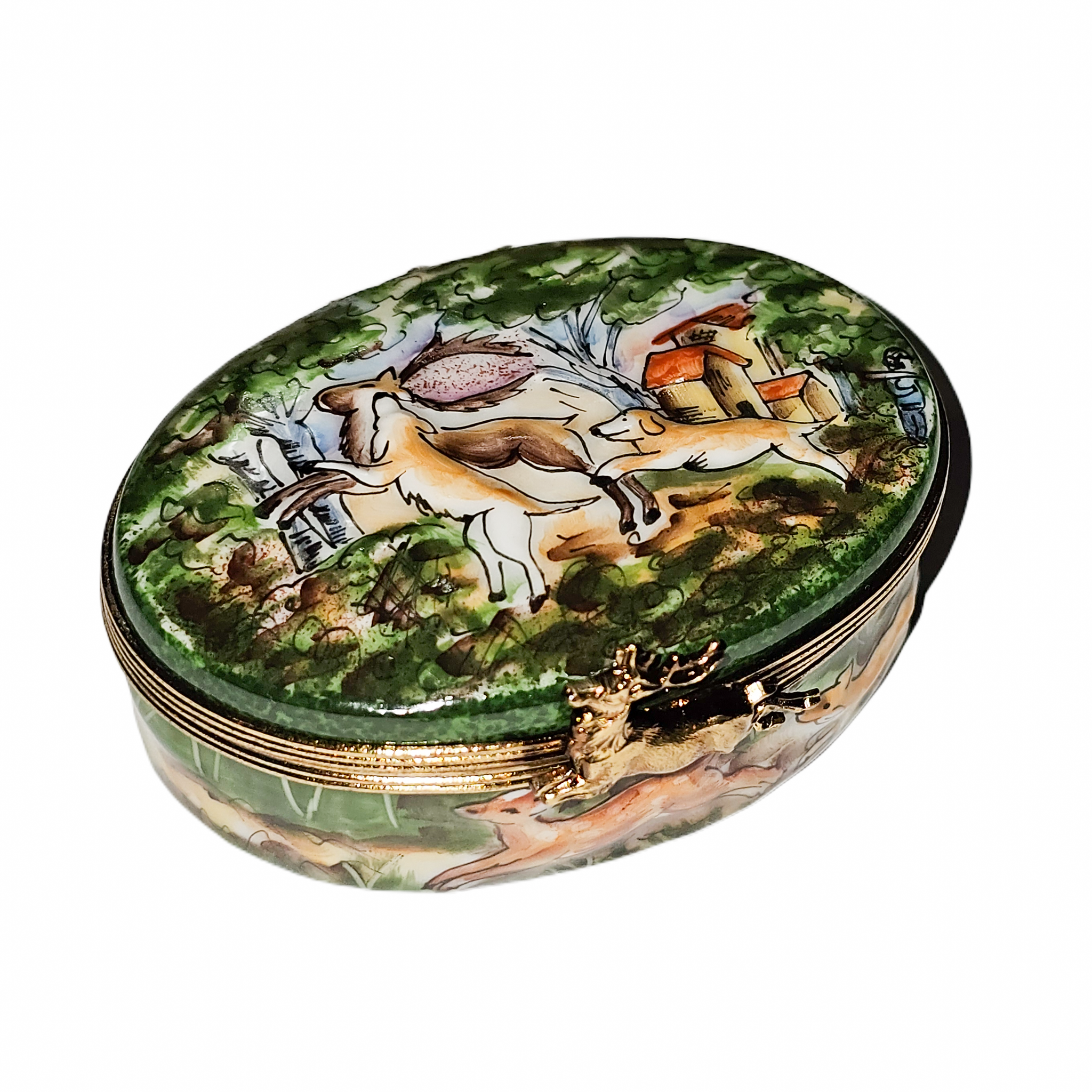 Hunting Scene Limoges Box Porcelain Limoges professional traditional French Trinket Box