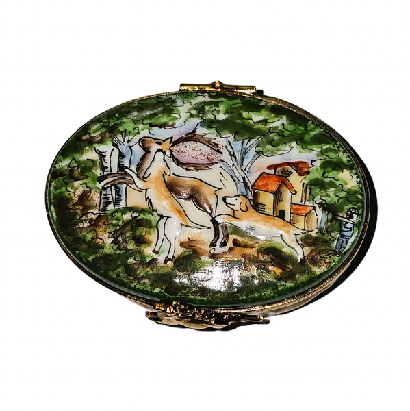 Hunting Scene Limoges Box Porcelain Limoges professional traditional French Trinket Box