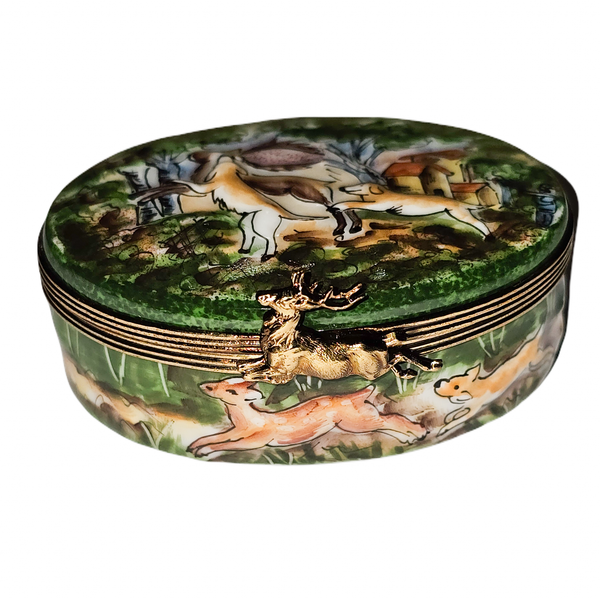 Hunting Scene Limoges Box Porcelain Limoges professional traditional French Trinket Box