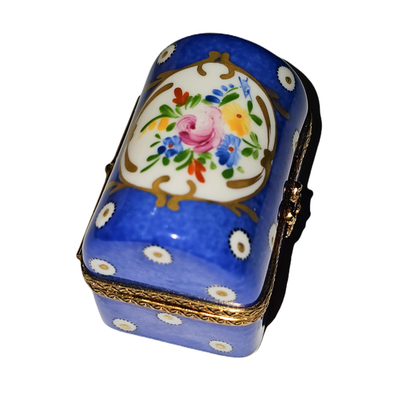 Dark Blue Floral Treasure Box Porcelain Limoges traditional French Trinket Box