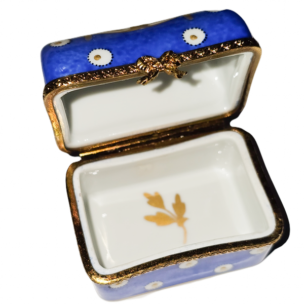 Dark Blue Floral Treasure Box Porcelain Limoges traditional French Trinket Box