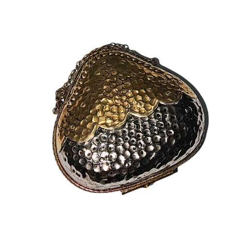 Elegant Hammered Silver Purse Porcelain Limoges purse French Trinket Box