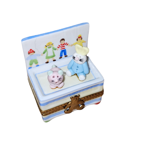 Whimsical Doll and Animal Treasure Porcelain Limoges baby kids French Trinket Box