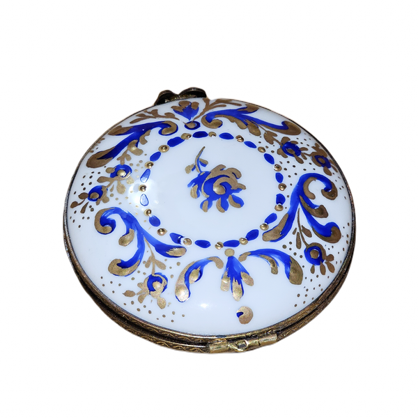 Blue Floral Gold Limoges Box Porcelain Limoges traditional French Trinket Box