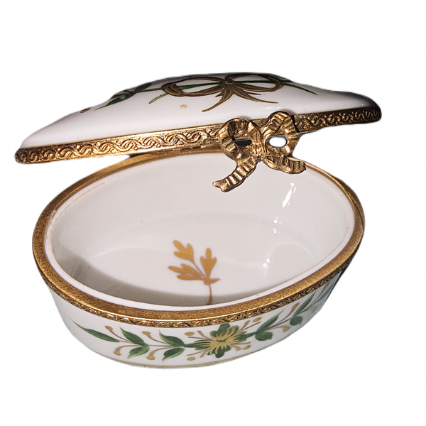 Green Leaves Gold Bee Limoges Box Porcelain Limoges traditional French Trinket Box