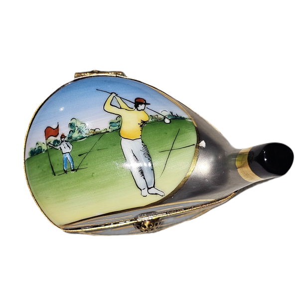 Detail Painted Golf Club Box Porcelain Limoges sport sports French Trinket Box