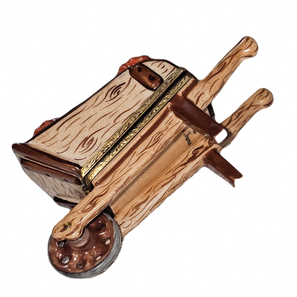 Autumn Wheelbarrow Pumpkin Delight Porcelain Limoges fruit fall garden French Trinket Box