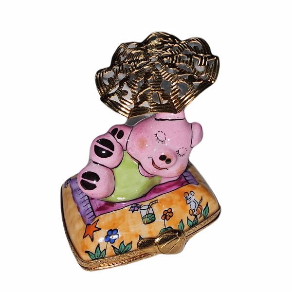 Charming Pig Beach Retreat Porcelain Limoges pig beach French Trinket Box
