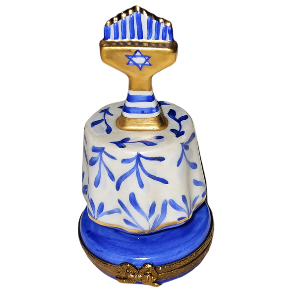 Exquisite Blue Porcelain Menorah Porcelain Limoges religion French Trinket Box