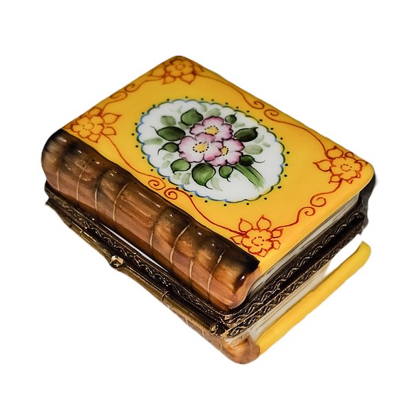 Charming Yellow Floral Limoges Box Porcelain Limoges book French Trinket Box