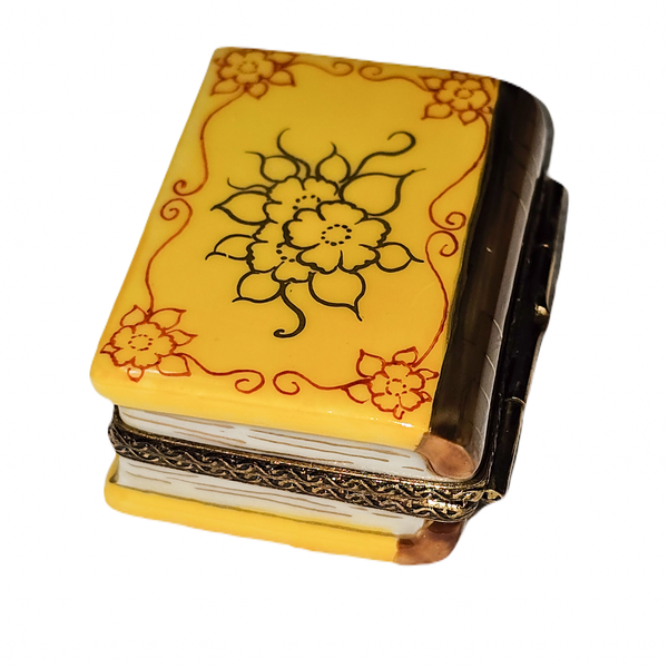 Charming Yellow Floral Limoges Box Porcelain Limoges book French Trinket Box