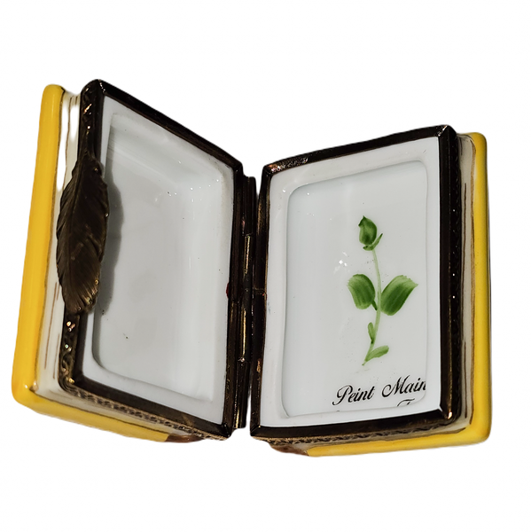 Charming Yellow Floral Limoges Box Porcelain Limoges book French Trinket Box