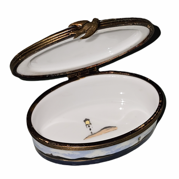 Sailboat on Oval 1 Limoges Box for Nautical Collectors Authentic Limoges Box