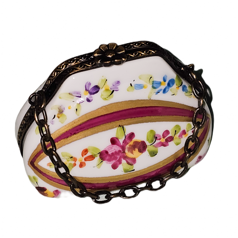 Red Floral Elegance Purse Porcelain Limoges purse French Trinket Box