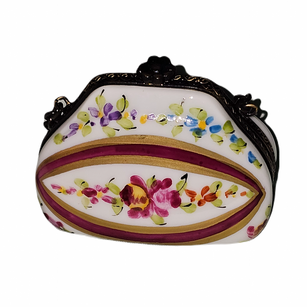 Red Floral Elegance Purse Porcelain Limoges purse French Trinket Box