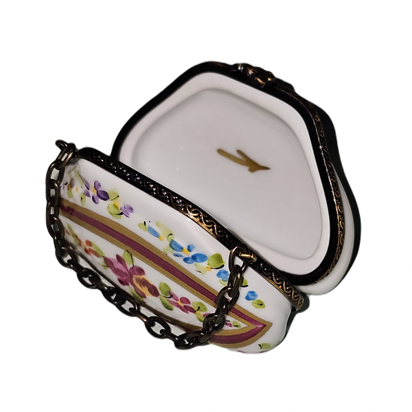 Red Floral Elegance Purse Porcelain Limoges purse French Trinket Box