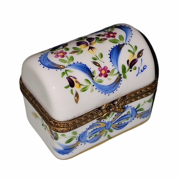 Blue Floral Elegance Box Porcelain Limoges traditional French Trinket Box