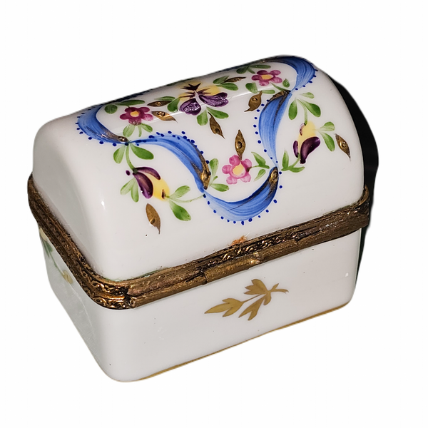 Blue Floral Elegance Box Porcelain Limoges traditional French Trinket Box