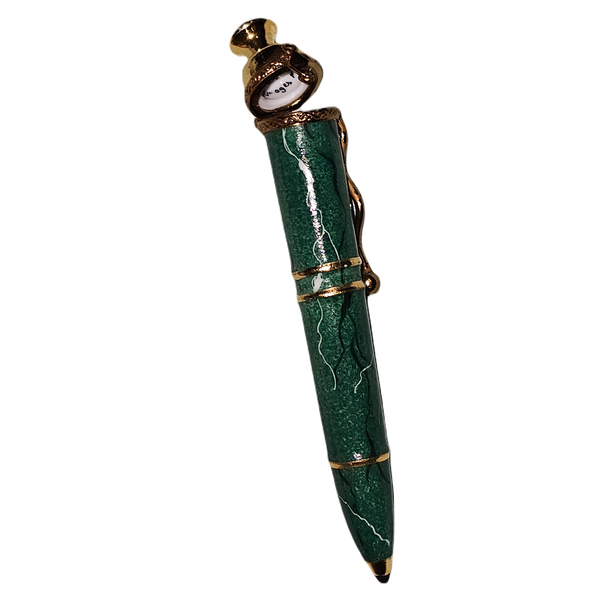 Elegant Green Marble Pen Porcelain Limoges professional French Trinket Box