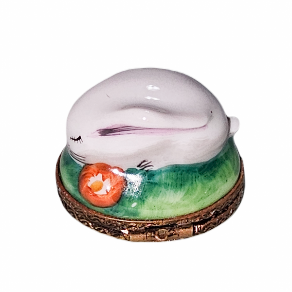 Enchanting White Rabbit Box Porcelain Limoges rabbit mice French Trinket Box