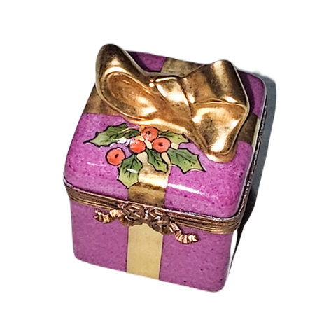 Pink Mistletoe Christmas Treasure Porcelain Limoges Christmas xmas French Trinket Box