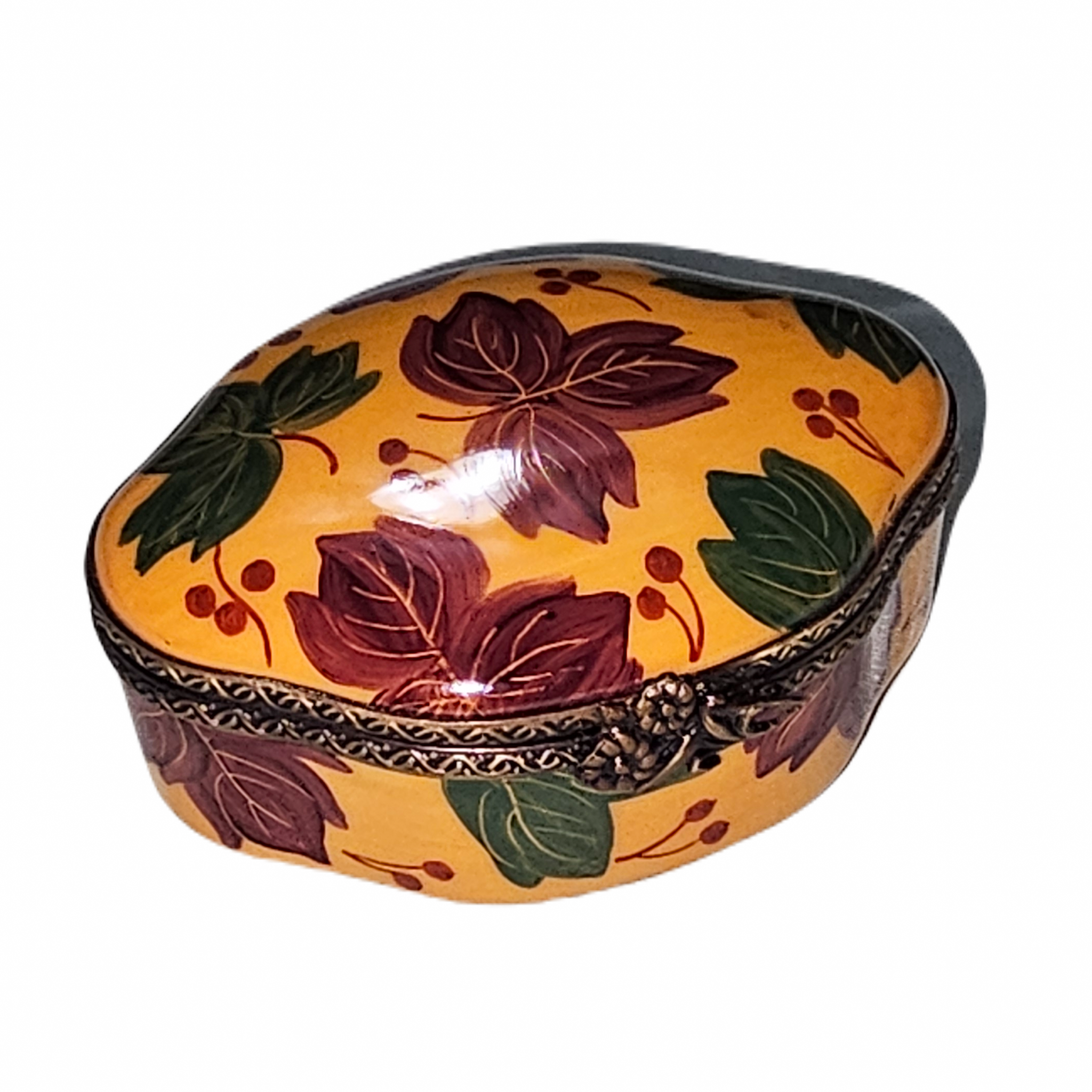 Autumn Leaves Elegance Box Porcelain Limoges traditional French Trinket Box