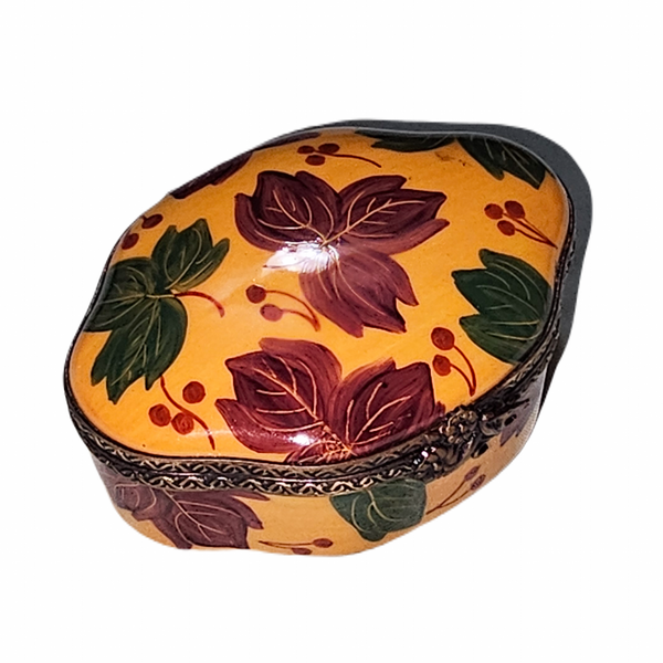 Autumn Leaves Elegance Box Porcelain Limoges traditional French Trinket Box