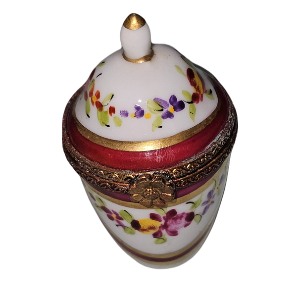 Red Floral Porcelain Limoges Box Porcelain Limoges traditional French Trinket Box