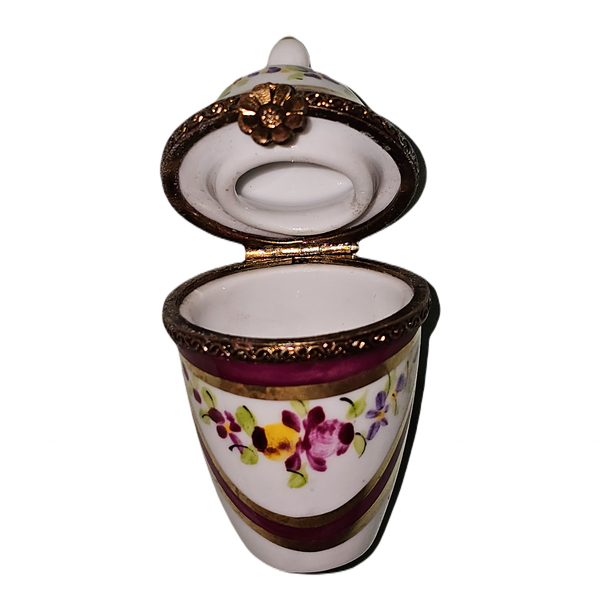 Red Floral Porcelain Limoges Box Porcelain Limoges traditional French Trinket Box